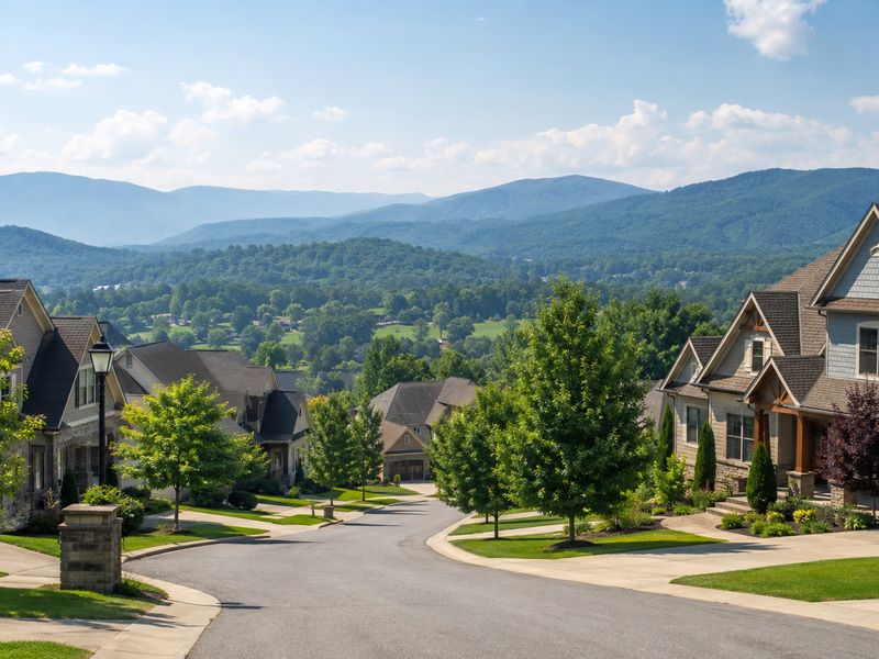 Knoxville-area neighborhood with the Smoky Mountains in the distance